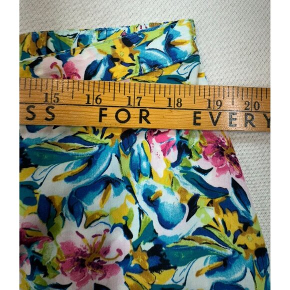 Christopher & Banks Womens Petite Floral A-Line Button-Down Skirt 16P Pink Blue - Picture 7 of 10